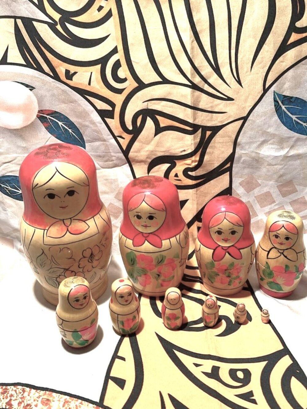 Vintage 10pc Made in USSR Matryoshka Nesting Dolls Set Authentic Semenov